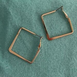 Dry Goods gold tone Square hanging earrings